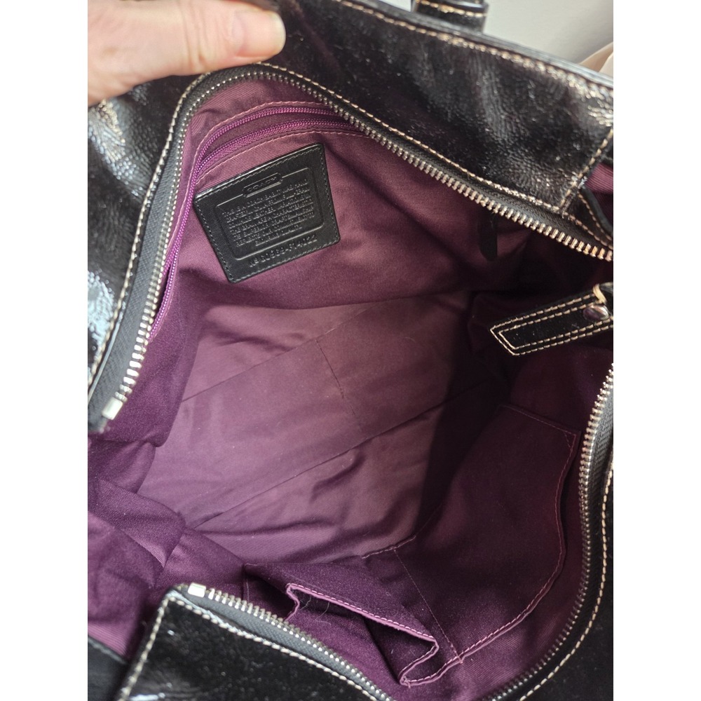 Coach Chelsea Black Patent Leather Shoulder Bag Crossbody 2009 Purple liner Y2K - Picture 3 of 9